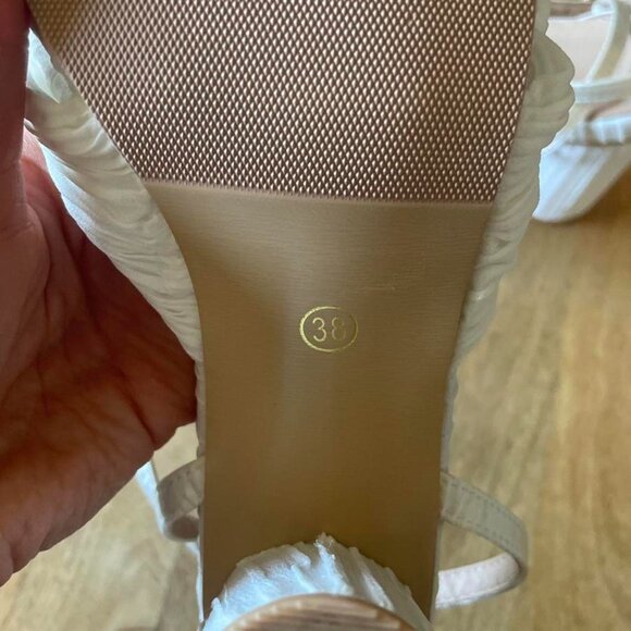 White Tie Front Heels with Adjustable Ankle Strap - Picture 3 of 3